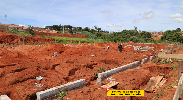 Obras da Nova Escola e CEMEI no Bairro Nova Três Corações Seguem em Andamento.